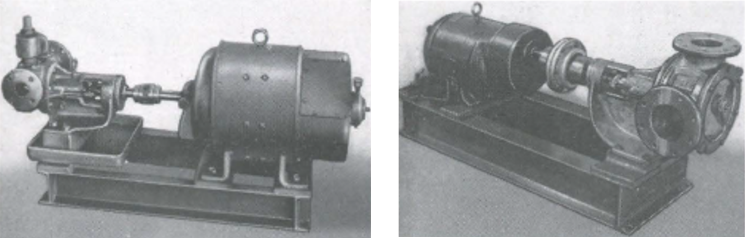 Figure 3 (left)- AJ281 Viking Lube Oil Transfer pump unit with steel casing and head, and Bronze interior parts Figure 4 (right)- Model LQ281 all bronze Diesel fuel transfer unit.