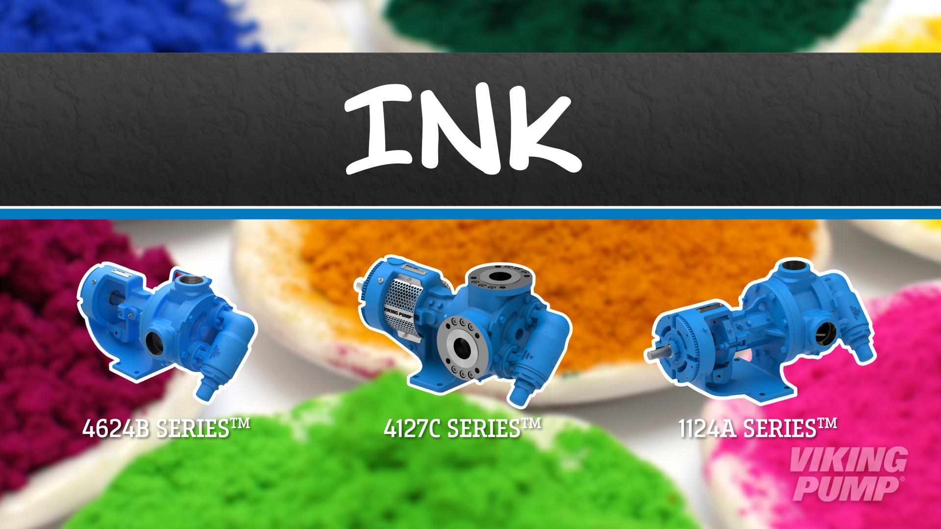 colorful banner showing ink pigment and some viking pumps