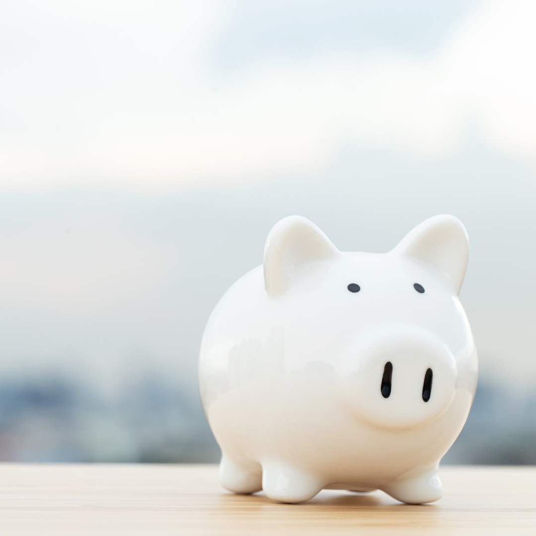 a piggy bank to denote saving money