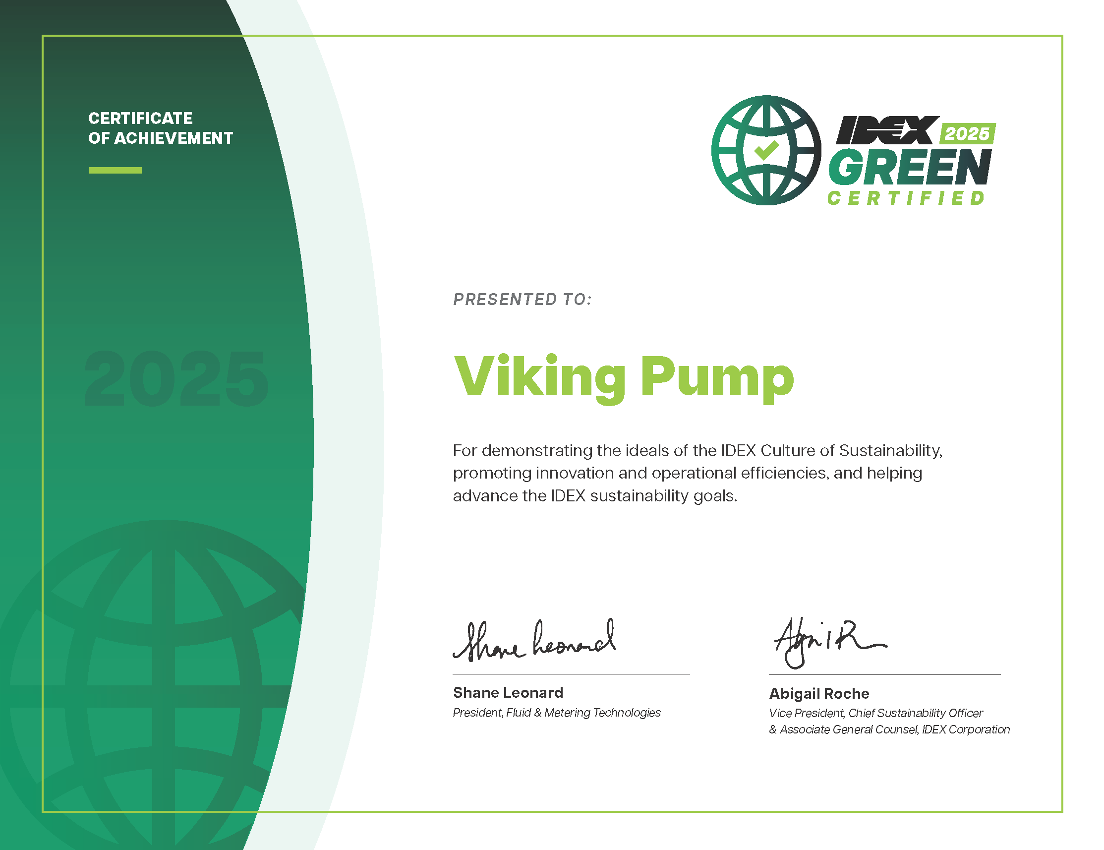 sustainability certificate