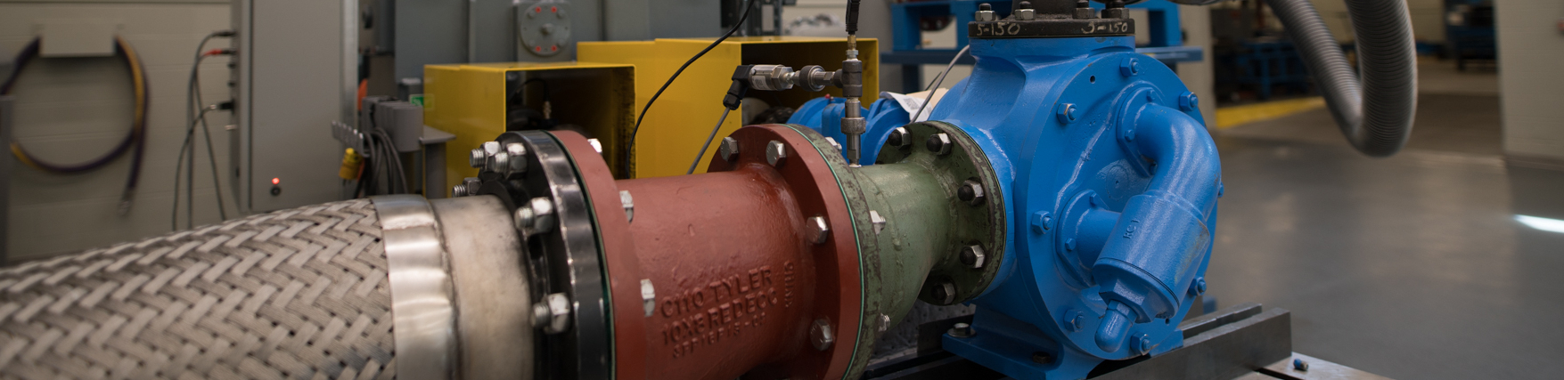 pump being tested in a lab at Viking Pump in Cedar Falls, Iowa