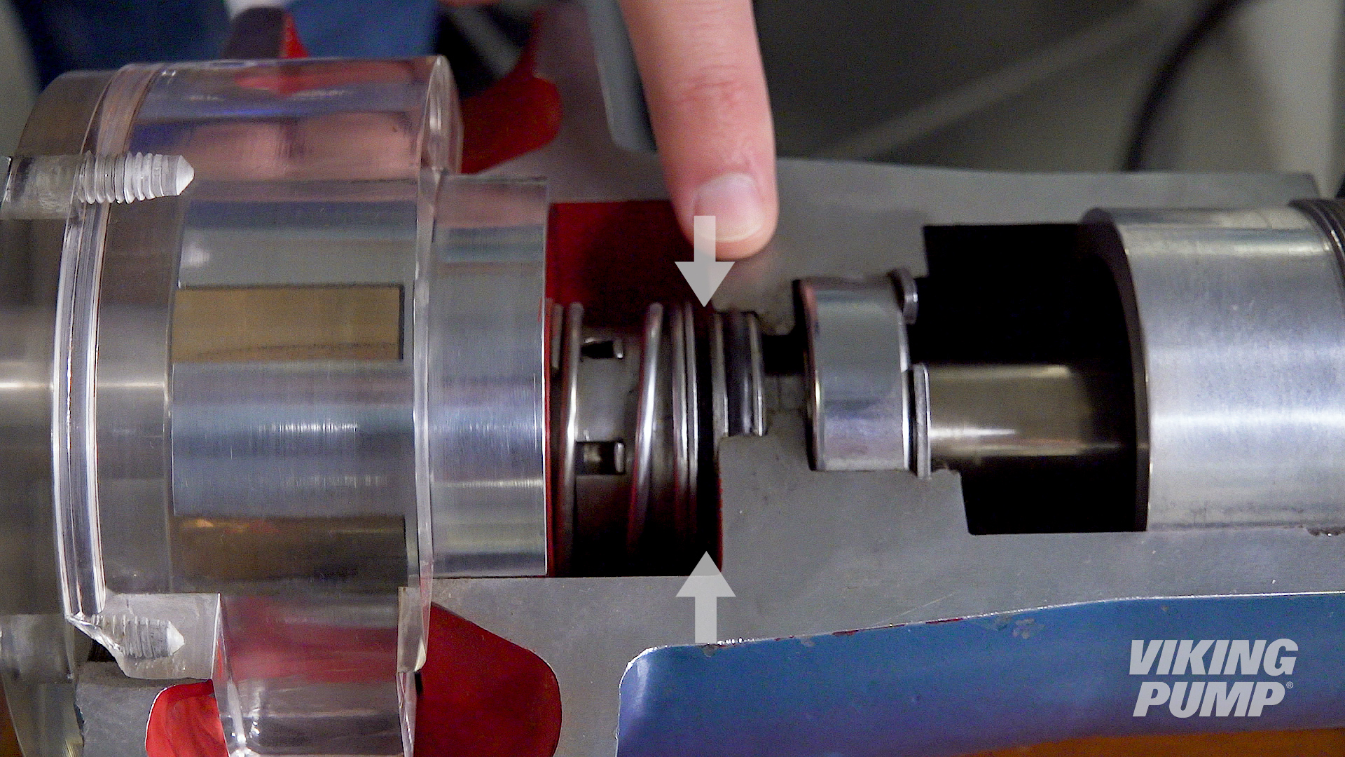 Image showing single component mechanical seal inside a cutaway pump