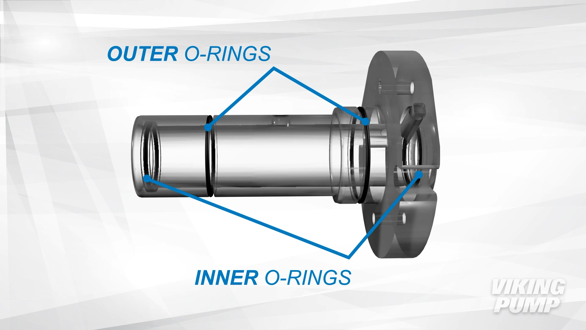 Cutaway of the O-pro barrier indicating the outer o-ring grooves and inner o-ring grooves