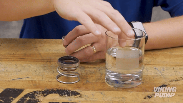 Image demonstrating how a small amount of liquid creates the primary seal between the two faces of a component mechanical seal.