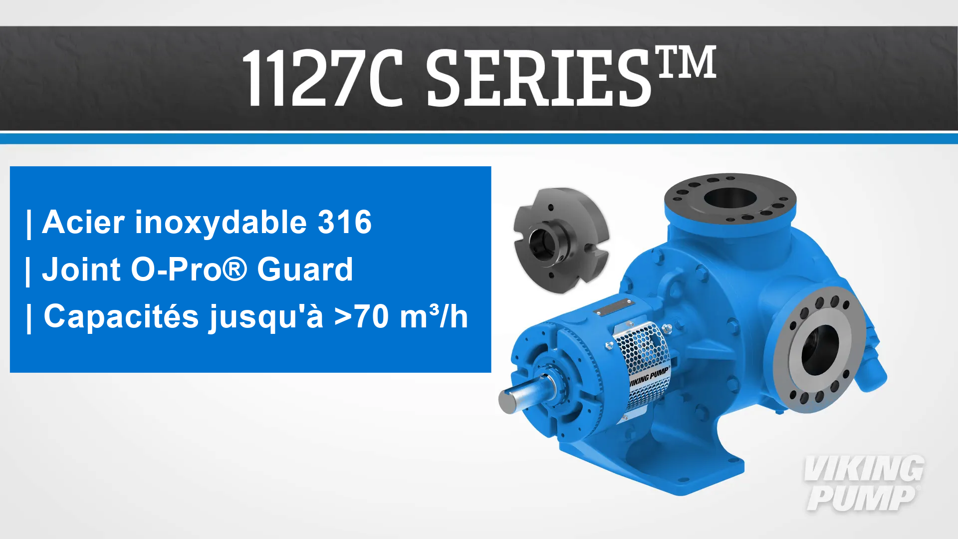 1127C series, 316 stainless steel, o-pro guard seal, capacities to >70 m3/h