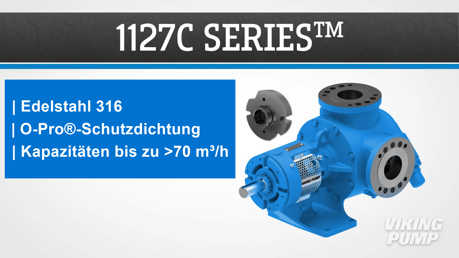 1127C series, 316 stainless steel, o-pro guard seal, capacities to >70 m3/h