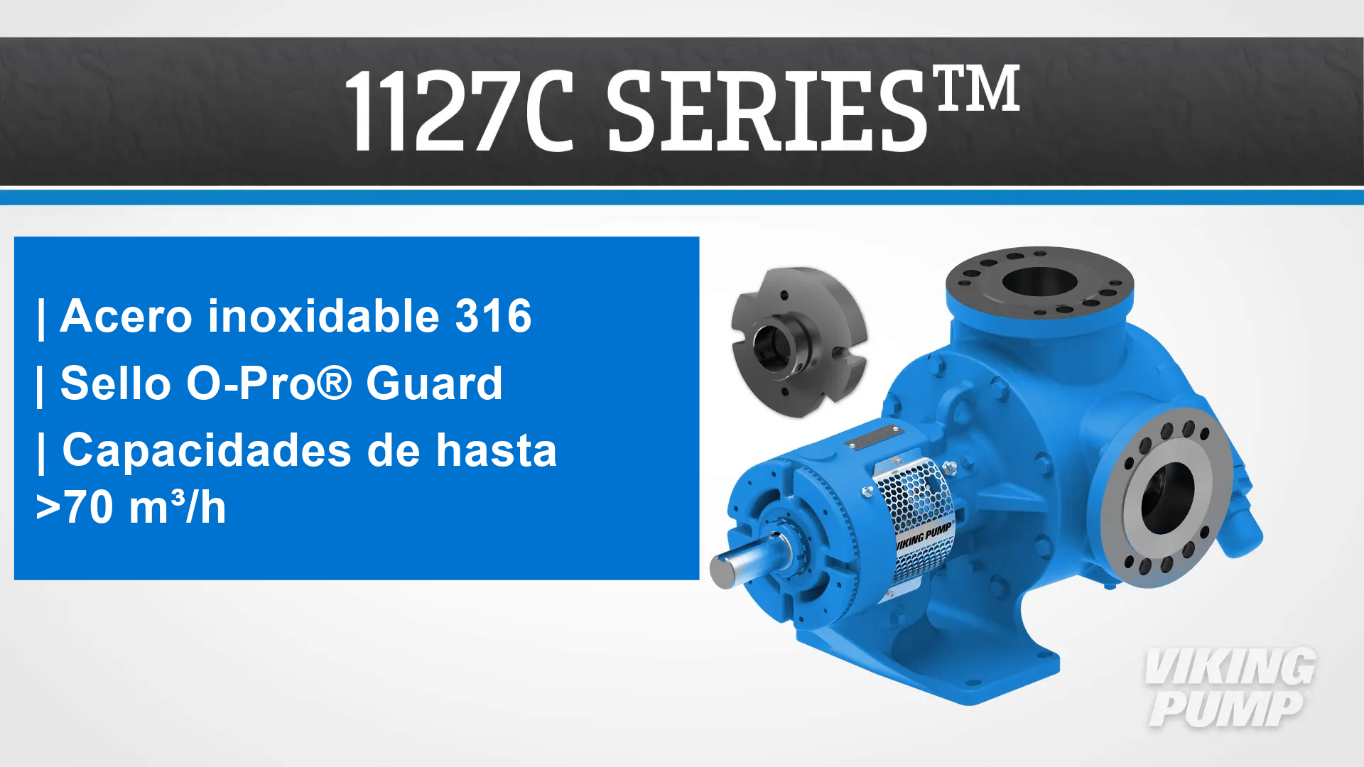 1127C series, 316 stainless steel, o-pro guard seal, capacities to >70 m3/h