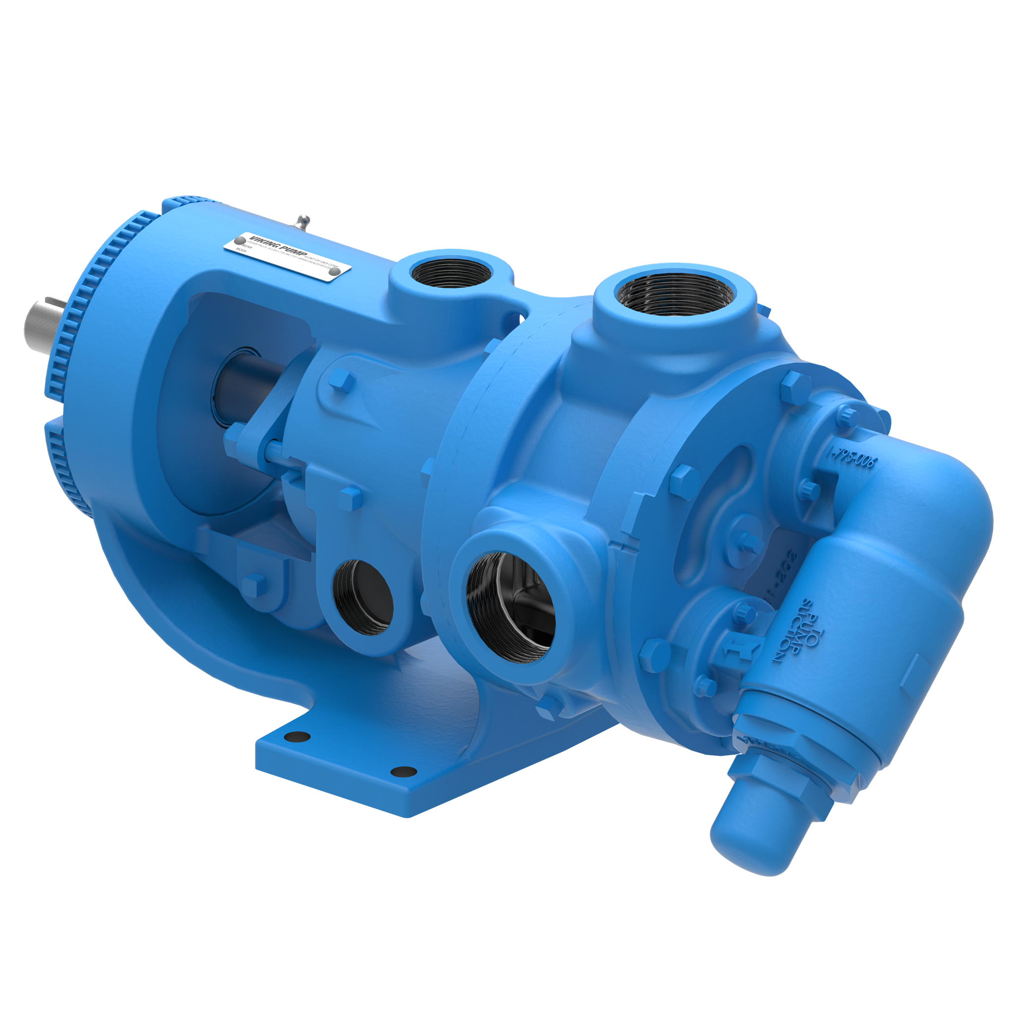 4224A series pump render with NPT 90 degree ports and relief valve