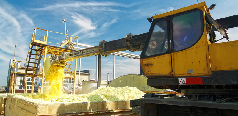 Sulfur being mined