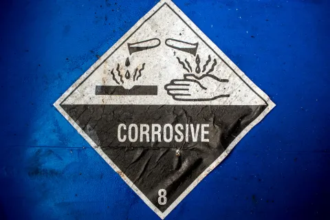 Corrosive warning label
