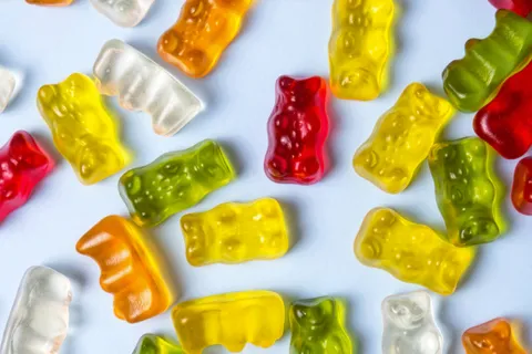 Assorted colored gummy bears