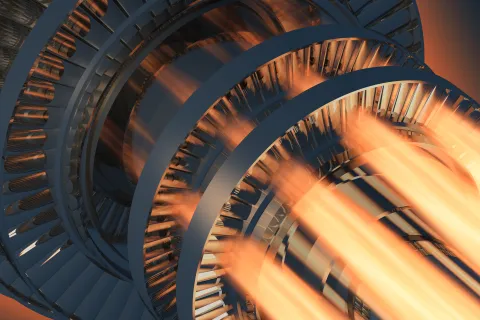 Metal gear showing fuel igniting inside