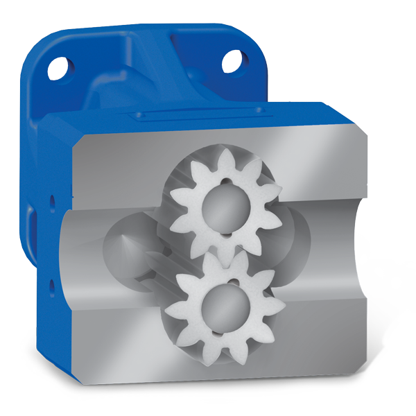 Cutaway of an external gear pump