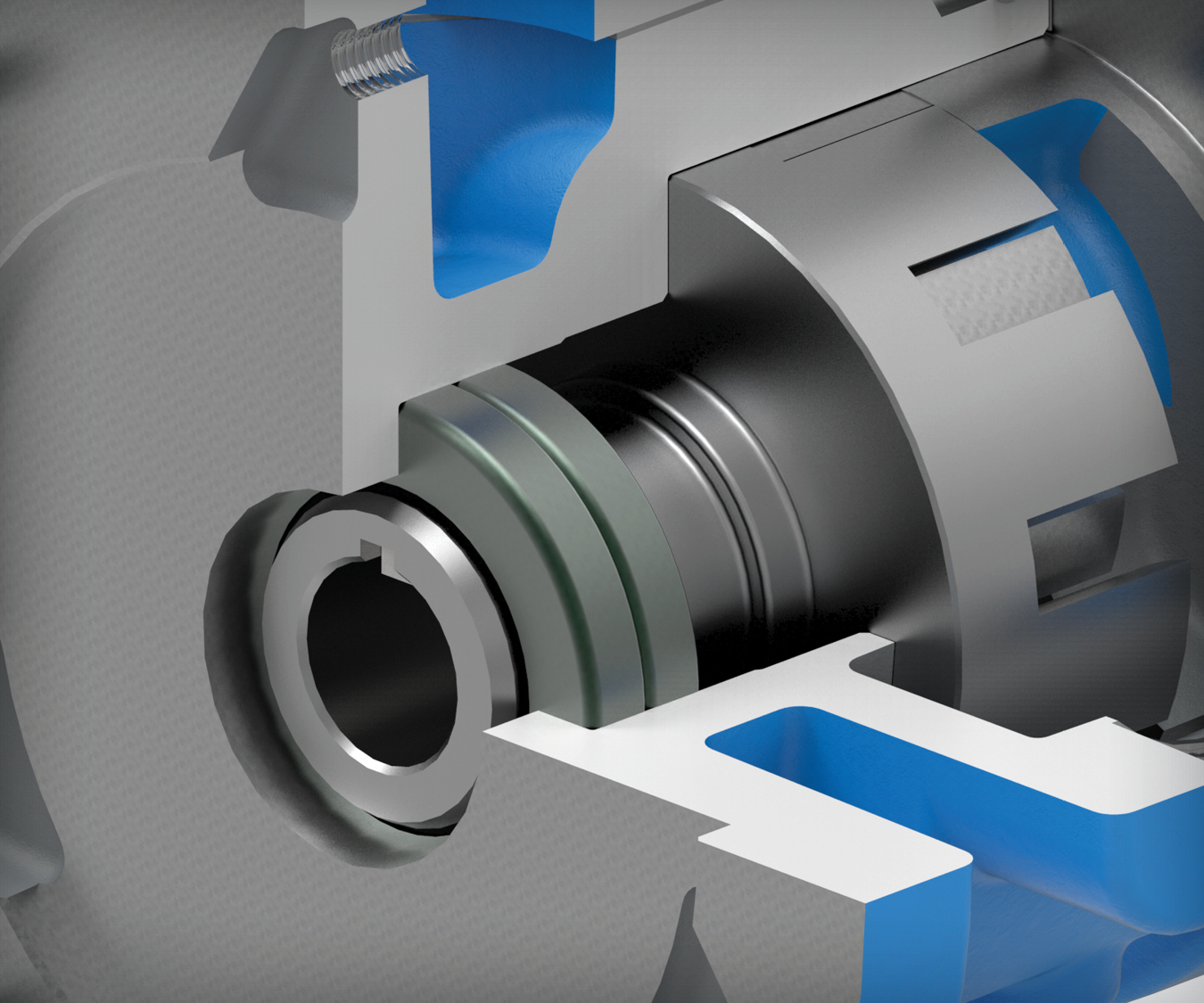 Rendering av en läpptätning installerad i en Viking-pump