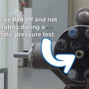 Image of pump sealed off and not operating during a hydrostatic pressure test