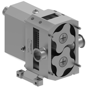 Image of a lobe pump with multi-lobe rotors.