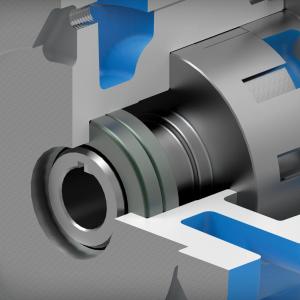 Rendering av en läpptätning installerad i en Viking-pump